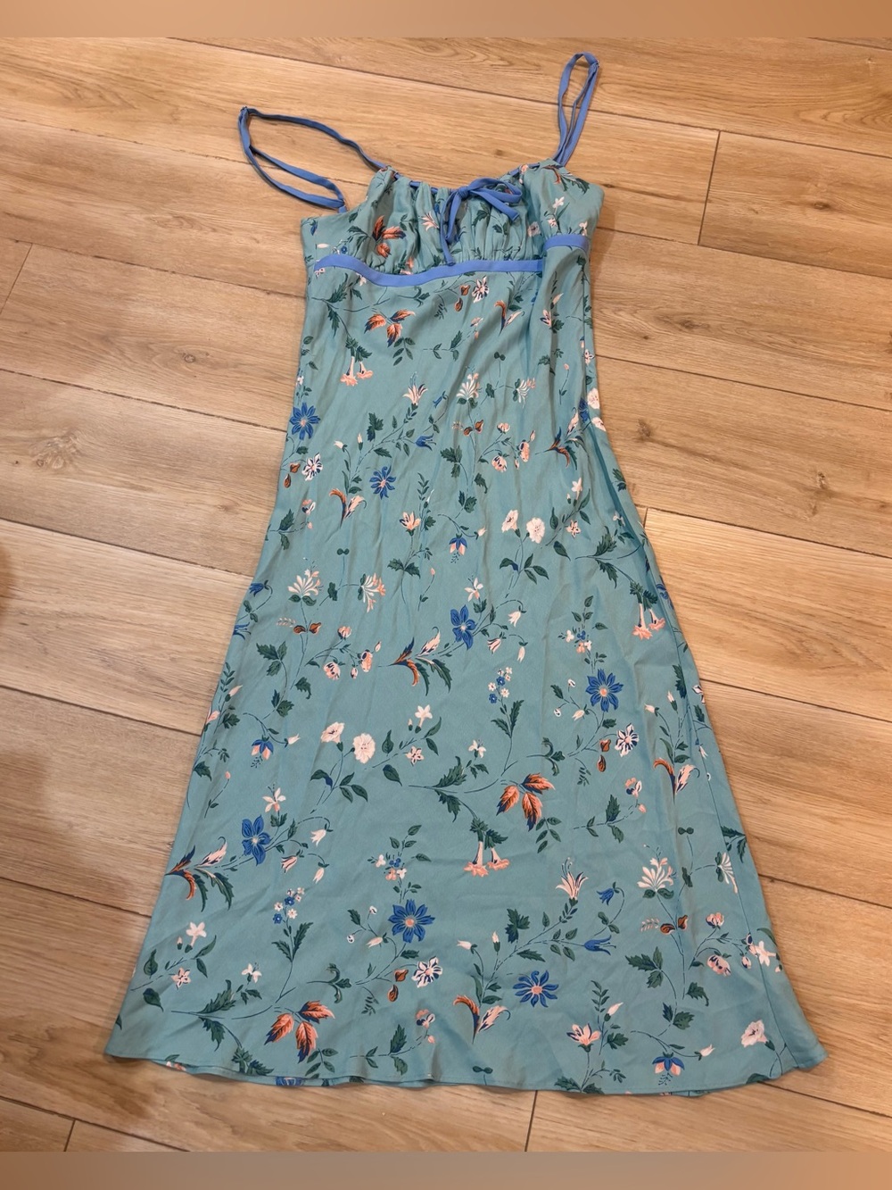 Reformation Camira Dress Floral Teal Midi Sundress - Flowy, Summery, Feminine 8
